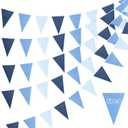 5 Pcs Blue Pennant Banner Flags 49ft Solid String Triangle Flags Party Supplies Pennant Garland Triangle Banner Hanging DIY Bunting Flag for Wedding Baby Shower BBQ Birthday Party