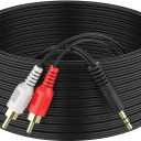 3.5mm to 2 Male RCA Cable 25FT, Stereo Audio Adapter Braided Hi-Fi Sound Auxiliary Y Splitter, Metal Shell Shielded Aux RCA Y Cord Compatible with Smartphone MP3 Tablet Speaker