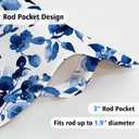 Identiy Valance Curtains for Windows,Watercolor Blue Flowers Semi Sheer Curtain Valance,Short Rod Pocket Window Treatment,Window Valance Curtains for Kitchen Living Room Bedroom Windows 54"x18"