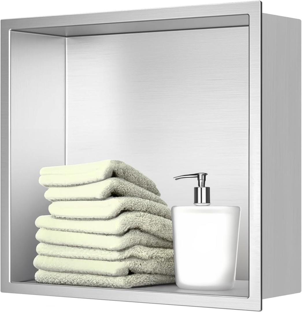Elefloom Shower Niche, Stainless Steel Elegant Bathroom Niche, No Tile Needed Recessed Shower Shelf Organizer for Storage