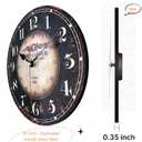 Mrocioa 12 inch Round Black Paris Decorative Wall Clock with Big Arab Numerals, Retro Wood Wall Clocks for Living Room,Office and Kitchen,Colorful Quality Quartz Quiet Round Hanging Clock