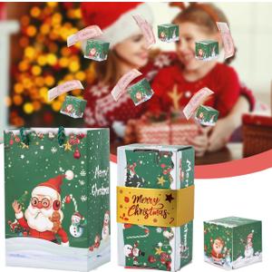 Mvsdiscv Christmas Surprise Gift Box Explosion for Money - DIY Pop Out Folding Bounce Explosion Gift Box with Confetti - Christmas Money Bank for Birthday Anniversary Valentine Proposal (12 Bounces)
