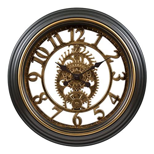La Crosse Technology 20-inch Bronze Antiqued Gears Quartz Analog Wall Clock - 404-3051C