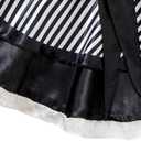WonderPapa Halloween Costume Girls Horror Black and White Striped Dress with Bow Hair Clip for Movie Cosplay Dress-Up Size 6-7Y