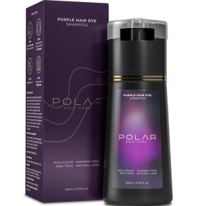 Polar Haircare - Purple Hair Dye Shampoo for Gray Hair for Women & Men - Natural Semi Permanent Vegan Hair Color Shampoo - Ammonia-Free Gray Hair Shampoo for Woman - 3-in-1 Gray Coverage 6.76 Fl Oz