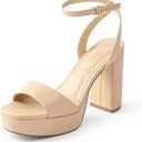 DREAM PAIRS Platform High Heels for Women Chunky Round Open Toe Ankle Strap Stylish Heeled Sandals for Party Prom Wedding, Size 6 