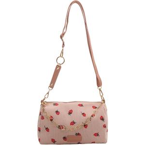 Cute Crossbody Bag for Women Strawberry Purse Corduroy Tote Bag Fashion Chain Aesthetic Handbags Travel Bags