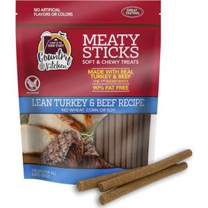 Country Kitchen Beef & Turkey Meaty Sticks Soft Chew Dog Treats, Great Tasting, Made with Real Beef & Turkey, 25 oz (EXP 02/01/26)
