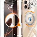 JUESHITUO 3 in 1 for iPhone 16 Pro Case, [with Sensitive Camera Control Capture Button] [Non-Yellowing] 360° Rotatable Magnetic Ring Stand with [Rotary Damping Sound] Cell Phone Cover 6.3", Clear