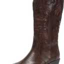 NEWBELLA Women's Western Cowboy Boots - Embroidered Fringe Pointed Toe Cowgirl Boots Chunky Heel Mid Calf Boots with Side Zip, 10