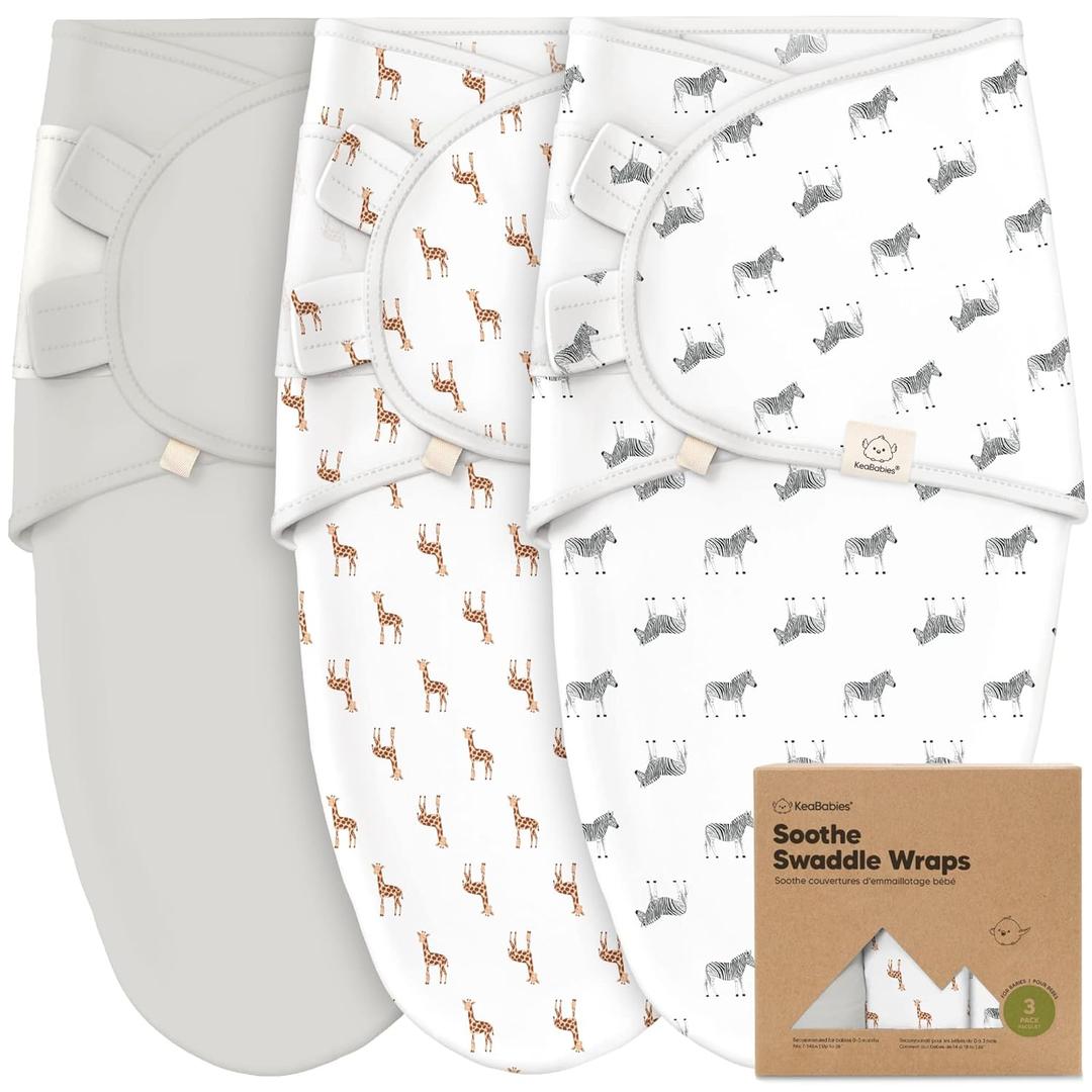 3-Pack Organic Baby Swaddle Sleep Sacks - Swaddles for Newborns, Infant 0-3 Months, Baby Girls, Boys, Soft & Snug Newborn Sleep Sack, Nursery Swaddling Blankets (The Wild, OS)