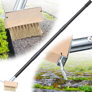 LLARGUEST Crack Weeder, 2-in-1 Long Handle Weed Brush & Scraper Tool, Manual Crevice Weeder for Pavers, Driveways, Decks, and Garden Paths.