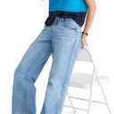 Women's LR Baggy Wide L Light WASH Denim Jeans, Size 000 Short