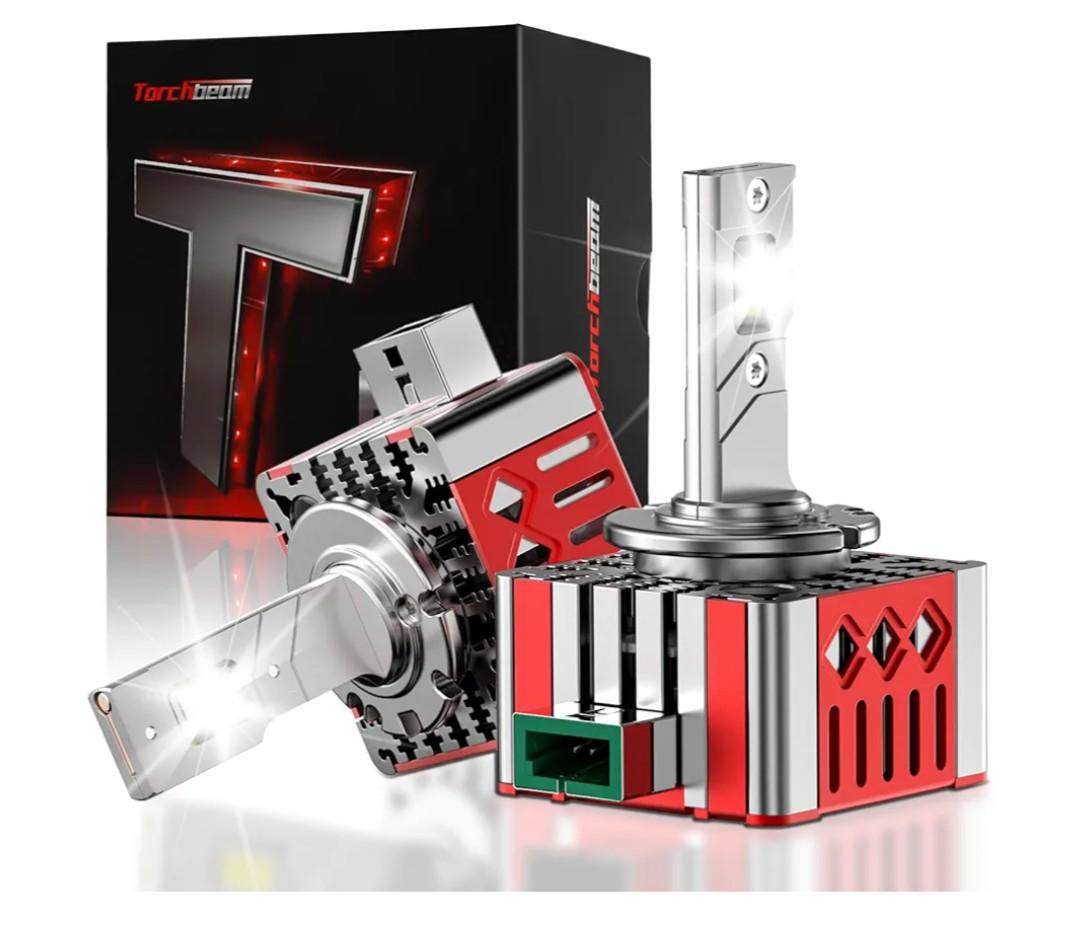 Torchbeam D3S D3R LED Bulbs, 6000K 45W HID Bulbs, 30000 Lumens 66340 42403 42302 (42403C1) for HID Assembly, Plug and Play Fog Light Bulbs, Pack of 2