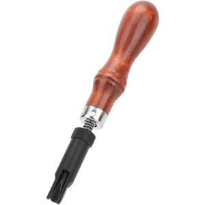 V Type Push Groover Adjustable Wood Handle Cotton Crochet Thread Cove Base Groover Leather Grooving Craft Gouge Tool