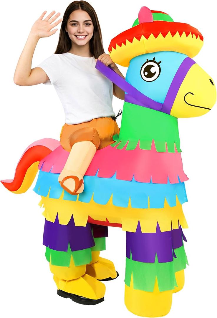 Piata Inflatable Costume Adults Cinco De Mayo Donkey Pinata Outfits Mexican Fiesta Party Ride on Inflatables Blow up for Taco Luau Event