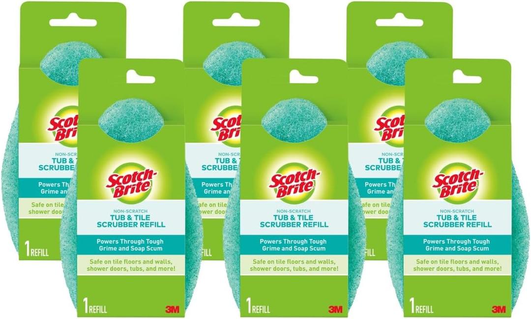 Scotch-Brite Non-Scratch Tub & Tile Scrubber Refill Pads, (Pack of 6)