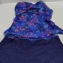 Women Tankini Swimsuits with Shorts - Two Piece Tummy Control Bathing Suits Top with Two Pockets Bottom Swimwear (XX-Large, Blue Purple Leaves)