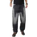 OIIIO Men's Wide Leg Baggy Casual Jean (28, 9104 Black Wash) (Black)