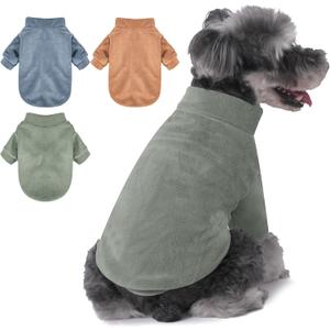 GYALAPERI Dog Sweater, 3 Pack Dog Sweaters for Small Dogs Girl Boy, Ultra Soft Warm Puppy Clothes Dog Coat for Winter (Lt Blue+Olive+Brown, Small)