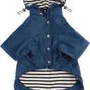 Morezi Dog Zip Up Raincoat with Reflective Buttons, Rain/Water Resistant, Adjustable Drawstring, Removable Hood, Raincoats with Legs - Dark Blue - XL