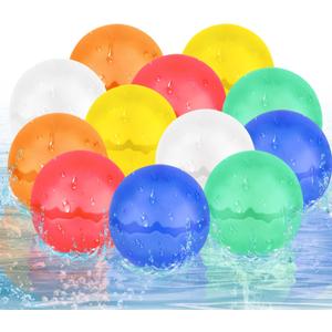 Reusable Water Balloons,12pcs Latex-Free Silicone Water Balloons,Water Bomb Refillable for Water Games Outdoor Summer Fun Party