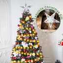 Gejoy 11'' Christmas Tree Topper Rustic Wooden Christmas 3D Five-Pointed Star Tree Topper Vintage Xmas Star Holiday Ornament for Party Office Holiday Indoor Outdoor Decoration