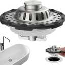 Universal Bathtub Drain Stopper Shower Drain Hair Catcher, Tub Stopper with Visible Top Strainer, Upgraded 3 in 1 Pop-up Drain Plug Fit for 1.5 to 2.4" Hole, Stainless Filter Basket, Brushed Nickel