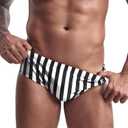 AIMPACT Mens Stripe Swim Briefs Retro Swimwear Sexy Bikini Swimsuit Print Bathing Suit
