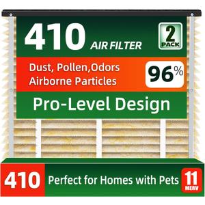 2 Pack 410 Air Filter Replacement, Help Reduce Odor, Humidity Resistance & Dust Capture, Compatible with AprilAire Whole House Air Purifiers,16x25X4 Furnace Filter