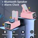 Christmas/Birthday Gifts for Women - Bluetooth Speaker with Clock, Alarm Clock Bluetooth Speaker Stocking Stuffers Desk Accessories for HerBlush Pink