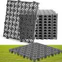 10 Pcs 15.7 x 15.7 in Heavy Duty Ground Protection Mats Drive on Lawn Grates Grid Parking Pavers, Drain Interlocking Non-Slip Floor Mat, 6613 lb Load for Stone Grass Grid Permeable (Grey)