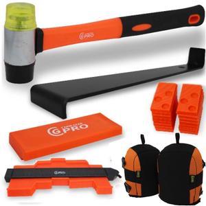 Laminate Flooring Installation Kit - Heavy Duty Tools with Knee Pads, 45 pc Pull Bar, Tapping Block, 40 Spacers and Rubber Mallet with Fiberglass Handle