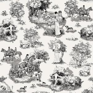 NuWallpaper x Rachel Antonoff Black The Chase Peel and Stick Wallpaper, RAS6263