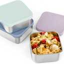 3 Pack 20oz Stainless Steel Snack Containers - 600ml Metal Lunch Box Container | Reusable Compact Food Containers for School, Office & Travel (Aqua, Blue, Muted Lilac)
