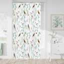 Small Stall Green Cute Floral Shower Curtain 36 x 72, Watercolor Birds, Butterflies, Snails & Flower Design Shower Curtains for Chic Bathroom, Nature-Inspired Narrow Half Size Shower Curtain