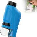 Mini Microscope, 2026 New Portable Pocket Microscope with Adjustable Zoom 60-120x Magnifying Glass, Handheld Microscope Miniscope with LED Lights Educational Science Kit (Blue A)