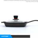 Square Glass Lid for Grill Pans with Steam Vent Hole - Fits Lodge Cast Iron Skillets 10.5inch(26.67cm) - Square Tempered Glass Lid - Universal Replacement Cover Bakelite Round Knob