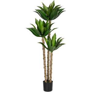 5Ft Agave Artificial Tree Large Fake Plants Realistic Faux Agave Plant Tropical Fake Floor Plant Artificial in Pot Tall Faux Plants Indoor Outdoor for Home Living Room Bedroom Yard Office Store Decor