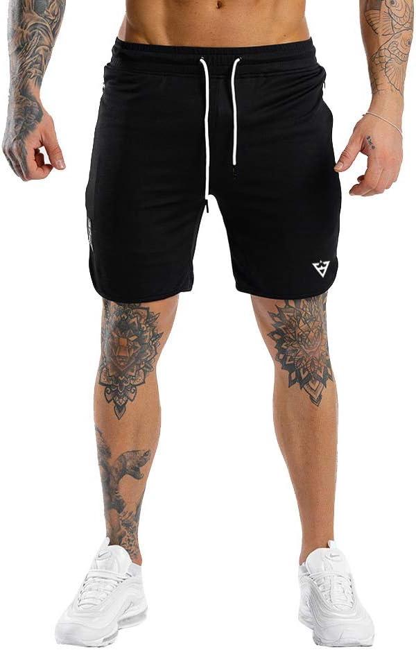 Wangdo Men's 7" Running Shorts with Zipper Pocket for Gym & Athletics (Medium, Black)