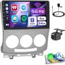 8 Core Android 13 Car Stereo for Mazda 5 2007 2008 2009 2010, 9" HD Touchscreen for Mazda 5, Wireless CarPlay/Android Auto, 5G WiFi, Bluetooth 5.0, 32EQ, 1280 * 720, 4+64G