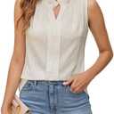 BMJL Womens White Tank Tops Summer Business Causal Outfits Ruched Pleated Linen Shirts Work Cami 2025 M