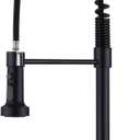 Kitchen Faucet with Temperature Digital Display, Solid Brass Kitchen Sink Faucets with Pull Down Sprayer and 3 Modes, 360 Rotatable Pull Out Kitchen Faucet, Matte Black