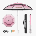 Outdoor Umbrellas for Patio 7.2/7.8/8.5FT Patio Table Umbrella with Tilt, UPF50+ UV Protection, High Black Coated, with Carry Bag, Great for Beach, Camping, Picnic, Backyard, Pink 