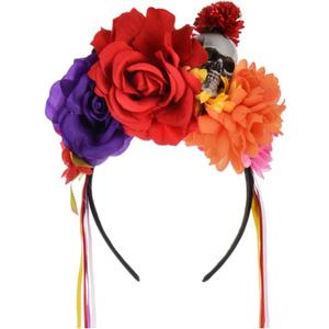 DreamLily Day of The Dead Headband Costume Rose Flower Crown Mexican Headpiece BC40