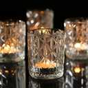 48 Pack Clear Votive Candle Holders, Vintage Glass Candle Holder for Floating Candle, Tealight Candle Holder for Table Centerpieces Home Bridal Shower Birthday Christmas Wedding Table Decor (48)