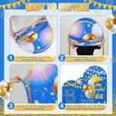 WovWeave Graduation Arch Backdrop Stand Cover Set of 3-4ft 5ft 6ft Grad Arch Cover Photo Booth Backdrop Decorations for Graduation Party Decor Supplies(Blue Gold,Congrats)