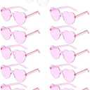 22 Pairs Heart Shaped Glasses Rimless Frameless Sunglasses Transparent Tinted Eyewear, 2 Bride + 20 Team Bride Glasses Bachelorette/Wedding Party Bridal Shower Party Favours Photo Booth Props