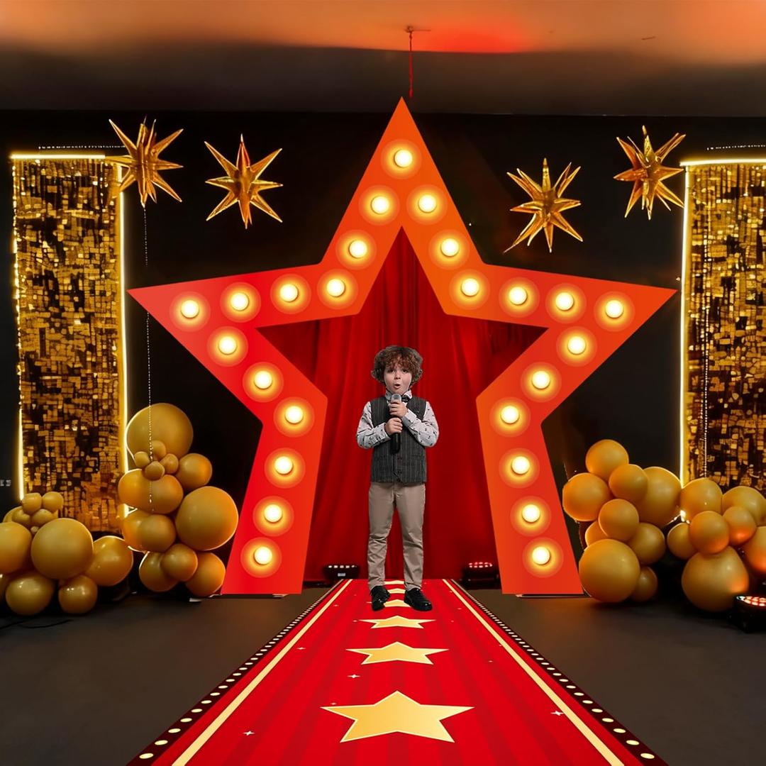 Movie Night Birthday Party Decorations Hollywood Photo Booth Banner with Runner Casino Party Supplies Backdrop VIP Star Photo Props Background Hanging for for Movie Star Birthday Party Supplies