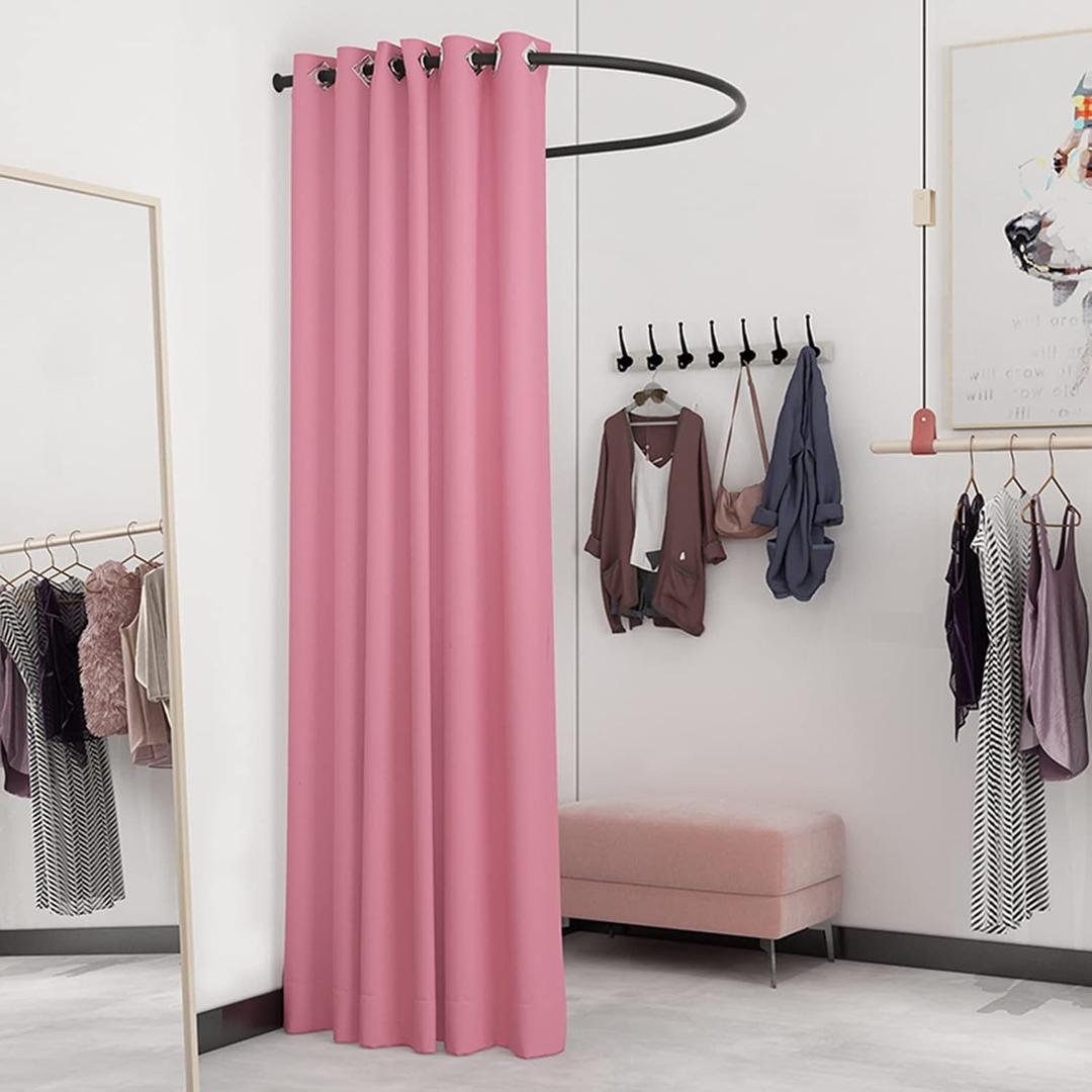 HIYOUGO Fitting Room Clothing Store, Simple Portable Dressing Room Wall-Mounted Changing Room with U Shaped Rod Privacy Screen for forboutique Retail Store Kiosk Shop (Size:80x85x200cm,Color:Pink)